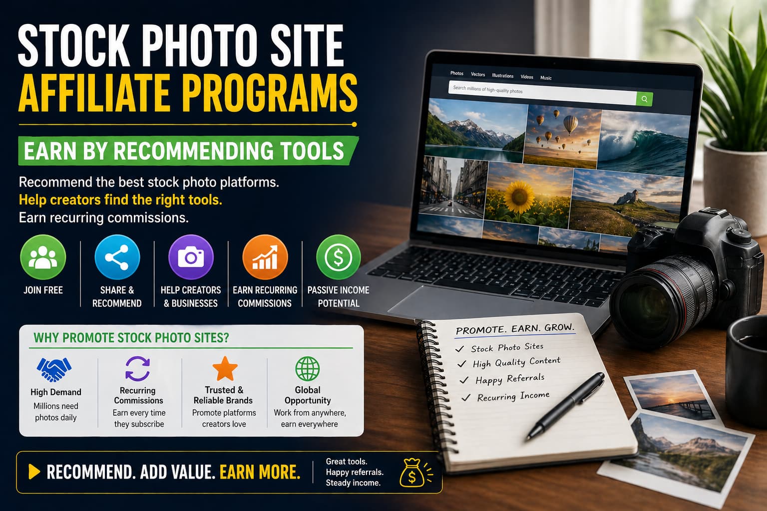 Stock Photo Site Affiliate Programs: Earn by Recommending Tools — Promote, Earn, Grow with Recurring Commissions