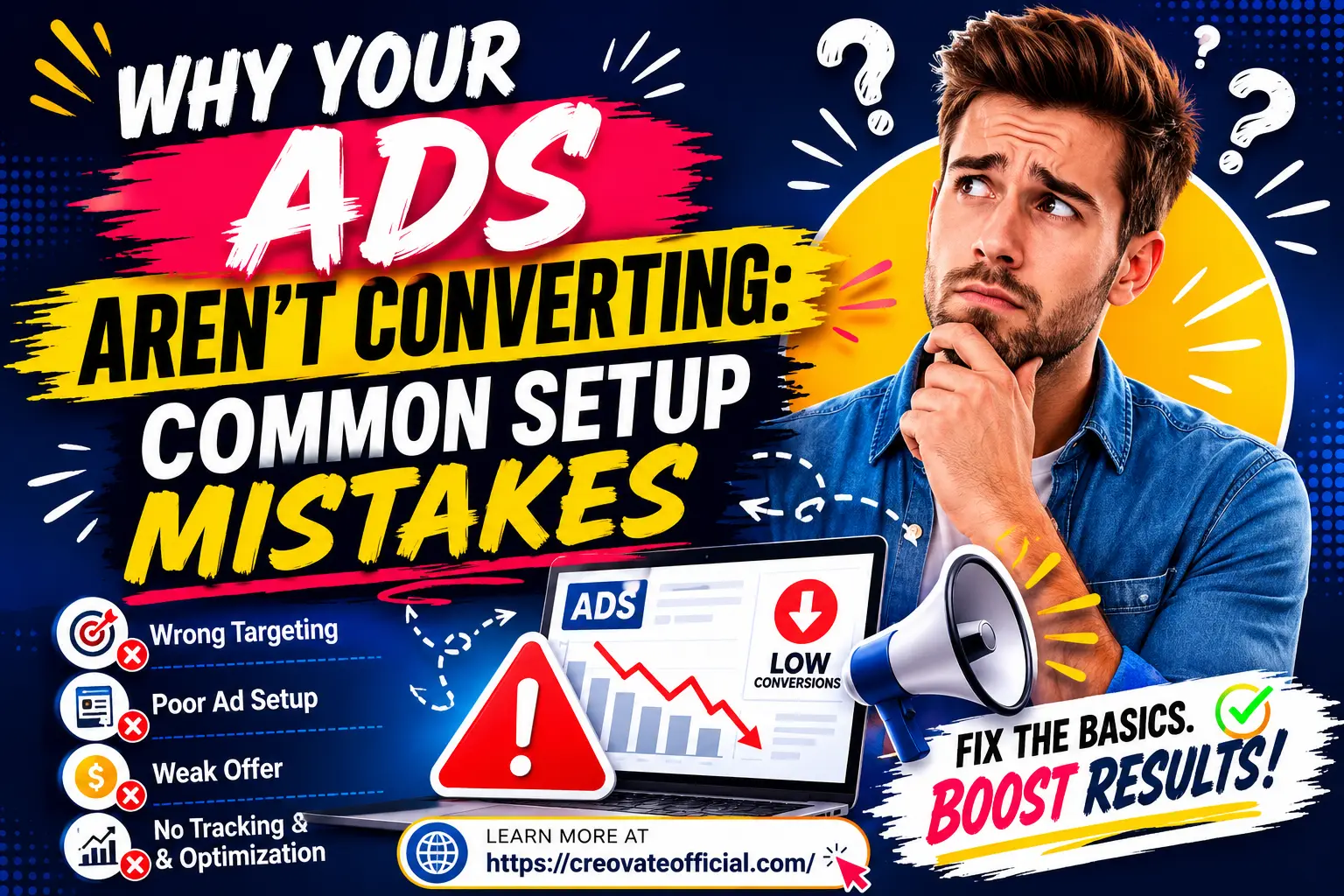 Why your ads aren't converting - common setup mistakes including wrong targeting and poor tracking