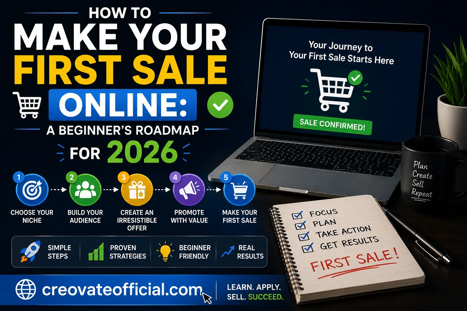 How to Make Your First Sale Online — A Beginner's Roadmap for 2026 by creovateofficial.com