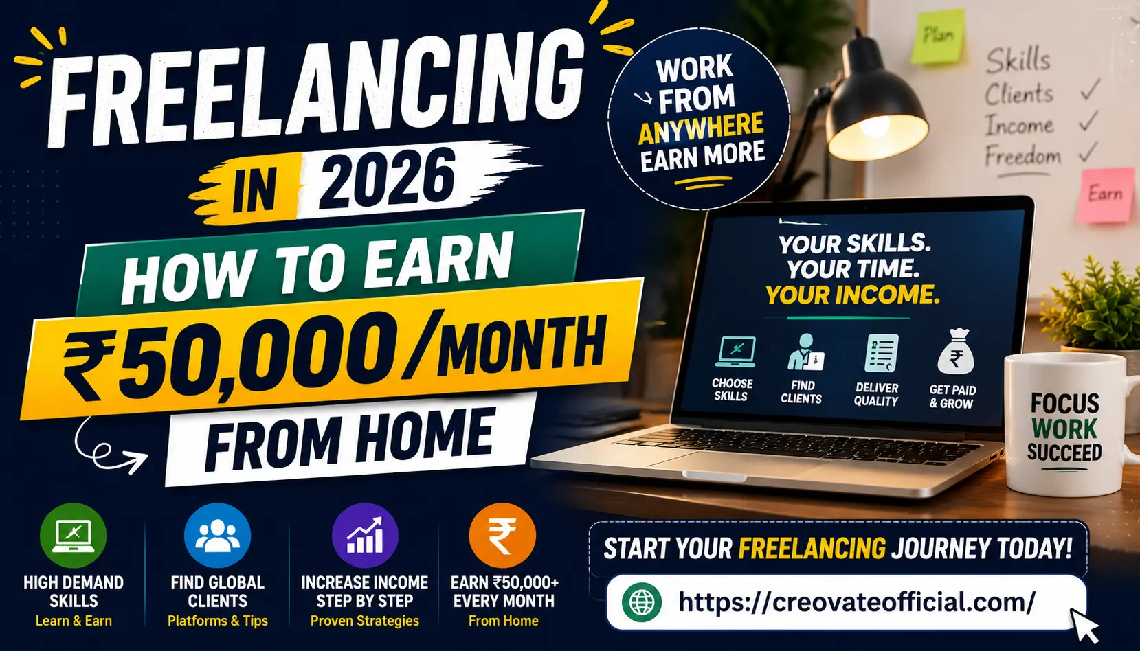 Freelancing in 2026 — how to earn ₹50,000 per month from home using high-demand skills, global clients, and proven strategies