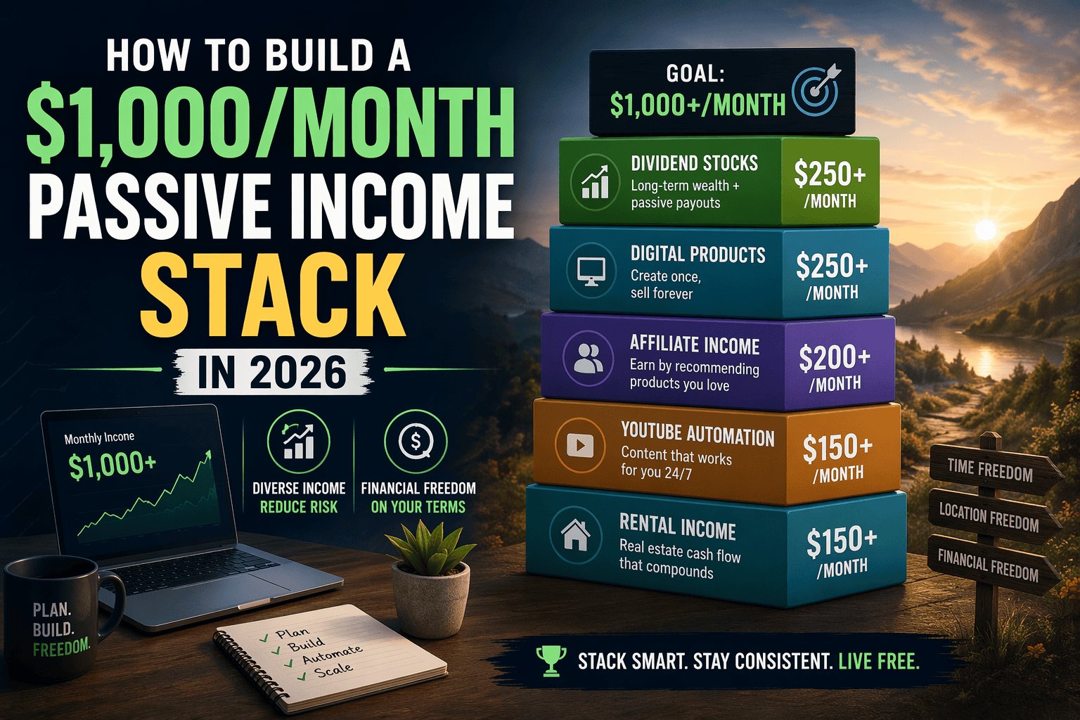 How to Build a $1,000/Month Passive Income Stack in 2026 — Creovate Official