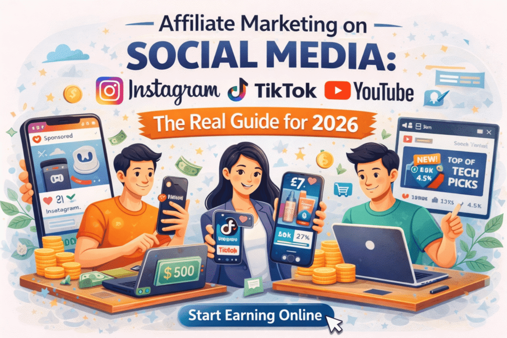 Affiliate Marketing on Social Media:
Instagram, TikTok & YouTube
— The Real Guide for 2026