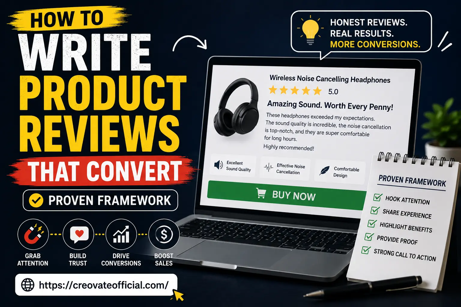 How to write product reviews that convert using a proven framework with honest reviews and real results